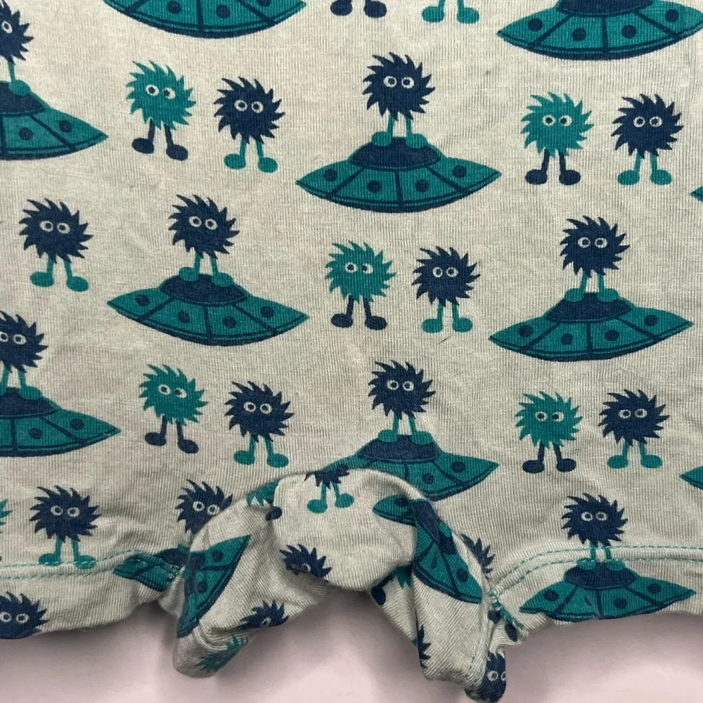 KicKee Pants Aloe‎ Aliens with Flying Saucers Color Block Henley Romper 12-18 mo